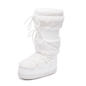 Botas de Nieve Tejidas Estilo Moot, para Mujer, Fáciles de Poner, Modelo Nuevo Invierno 2025, con Aislamiento Térmico de Algodón, Botines - Product Image 3