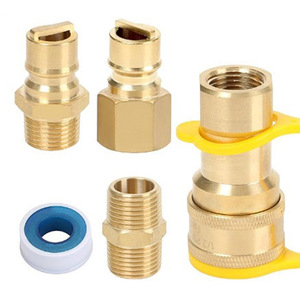 Conector Rápido de Latón para Propano, Rosca Macho de 1/2 Pulgada, para Parrillas de Cocina al Aire Libre - Product Image 1