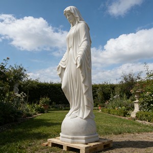 Estatua Religiosa de la Virgen María de Tamaño Real, Hecha a Mano, de Mármol Blanco Natural Europeo, para Jardín o Iglesia - Product Image 5