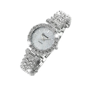 Montre à quartz de luxe pour femme avec strass argentés, bracelet élégant, montre-bracelet tendance, montre habillée pour femme, cadeau, style bijou - Product Image 6