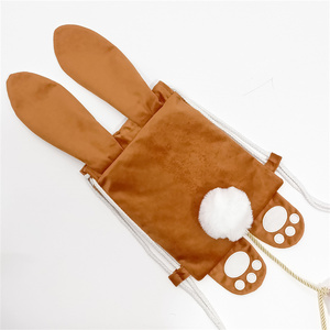 Venta caliente lindo conejo Pascua cordón cesta de dulces para niños bolsa de Pascua personalizada terciopelo conejito de Pascua mochila - Product Image 4