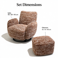 Fauteuil d'appoint moderne en velours, rembourré en éponge, écologique et durable, pour chambre et salon