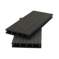 Planche de terrasse en WPC co-extrudé 3D gaufré gris foncé, imperméable et anti-UV pour piscine, patio, jardin, villa