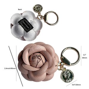 Llavero de Cuero Ecológico con Flores de Rosa y Camelia, Bonito y Dulce, para Mujer, Anillo Decorativo para Coche o Bolso - Product Image 2