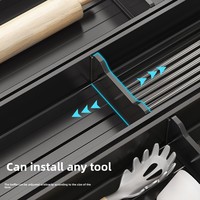 Organisateur de tiroir de cuisine en aluminium spatial, plateau de séparation intégré pour armoire, boîte de rangement pour couverts (couteaux, fourchettes, baguettes)