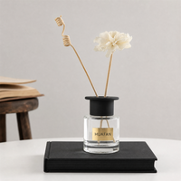 Bouteille diffuseur en verre transparent 50 ml, best-seller, vide, pour bâtonnets en rotin, avec impression sérigraphique personnalisée et marquage à chaud