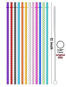 Tái Sử Dụng Rõ Ràng Swirl Ống Hút, 11 "Dài Đầy Màu Sắc Cứng Nhựa Tumbler Thay Thế Ống Hút Cho Stanley, Yeti, <span class=keywords><strong>Starbucks</strong></span>, Owala - Product Image 4