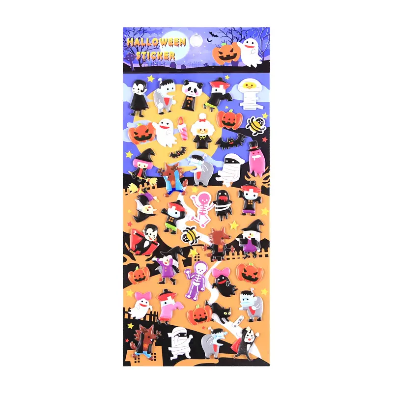 Halloween 2023 new Cartoon sticker 3D puffy foam bubble sticker Reusable anime puffy sticker