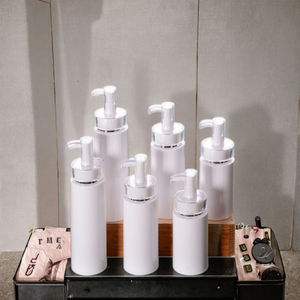 Fuyun 120ml/200ml PET plástico loção bomba garrafa branca e prata para blush e pó solto pronto para enviar - Product Image 5