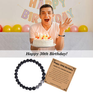2023<span class=keywords><strong>ใหม่</strong></span>สร้อยข้อมือบัตรอวยพร30/40/50/60/70<span class=keywords><strong>ปี</strong></span>สร้อยข้อมือแผนที่ธรรมชาติลูกปัดหินสีดำของขวัญวันเกิดของผู้ชาย - Product Image 3