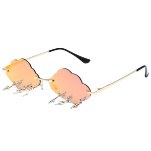 <span class=keywords><strong>Occhiali</strong></span> da Sole Senza Montatura Anni '90, <span class=keywords><strong>Occhiali</strong></span> Steampunk per Feste Disco, Divertenti <span class=keywords><strong>Occhiali</strong></span> a Forma di Nuvola, <span class=keywords><strong>Occhiali</strong></span> con Pendente a Forma di Fulmine - Product Image 2