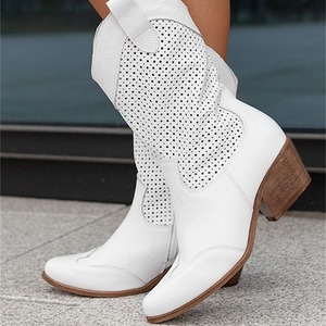 Nuovi Arrivi Invernali: Stivali da <span class=keywords><strong>Donna</strong></span> alla Moda con Tacco Medio e Bordi in Pelliccia - Product Image 1