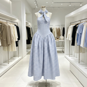 OUDINA Abito <span class=keywords><strong>Lungo</strong></span> <span class=keywords><strong>Casual</strong></span> da Donna a Righe Senza Maniche, Taglie Forti, Elegante e di Alta Qualità - Vendita all'Ingrosso - Product Image 1