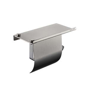 Portarrollos de tejido montado en la pared negro de acero inoxidable 304, toallero con estante para teléfono móvil, soporte de papel higiénico para Baño - Product Image 3