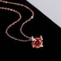 NORELLE kalung liontin bulat Moissanite wanita, 1 karat S925 perak murni perhiasan halus untuk wanita kalung hadiah ulang tahun