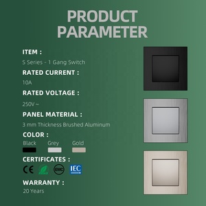 金色铝材板按钮灯光控制开关优雅1组<span class=keywords><strong>2</strong></span>路墙壁开关 - Product Image 5