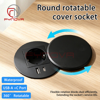 Prise de courant encastrée de bureau 80 mm avec chargeur USB 20W et prise Schuko allemande, prise de courant européenne ronde pour bureau, prise USB-C Euro