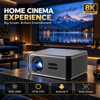 Projecteur intelligent 4K Android 11 avec haut-parleurs, résolution native 1080P, WiFi 6, Bluetooth 5.0, mise au point automatique, correction automatique de la distorsion trapézoïdale, home cinéma, jeux, films