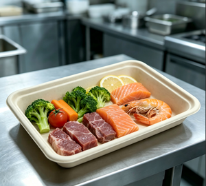 350ml Unbleached Molded <strong>Tray</strong>, Thermoformed Pulp <strong>Tray</strong> <strong>for</strong> Meat Seafood Ready to <strong>Eat</strong> Meals - Product Image 4