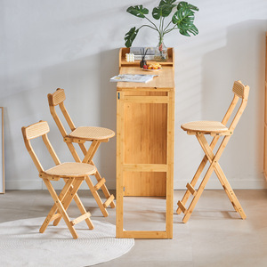 Taburete <span class=keywords><strong>de</strong></span> <span class=keywords><strong>Bar</strong></span> Plegable <span class=keywords><strong>de</strong></span> Ratán y Madera Maciza, Sillas <span class=keywords><strong>de</strong></span> <span class=keywords><strong>Bar</strong></span> Ecológicas para Cocina, Hogar, <span class=keywords><strong>Bar</strong></span>, Cafetería, Restaurante y Villa - Product Image 2
