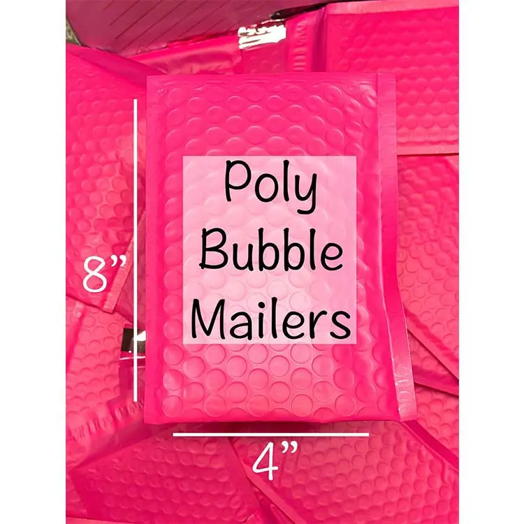 4x8 6x9 6x10 स्थायी पर्यावरण के अनुकूल PBAT जैव-आधारित पाली बैग कस्टम लोगो गहरे गुलाबी खाद बुलबुला Polymailer गद्देदार मेलर