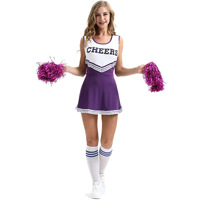 Gaun Cheerleader Sutra Katun Ukuran Besar untuk Wanita, Kostum Pertunjukan Panggung Karnaval Cheerleading, Gaun Pesta Wanita