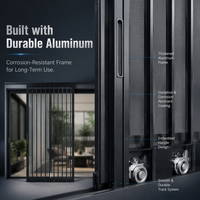 Moustiquaire de porte pliante en acier inoxydable sur mesure, en maille diamantée, rétractable, pour portes pliantes de patio d'hôtel
