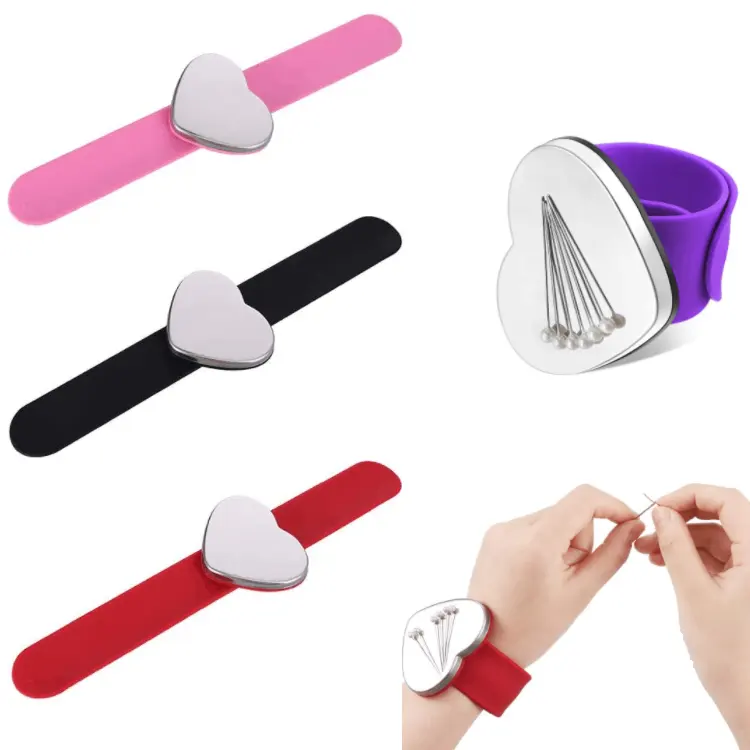 Pulseira magnética de silicone, ferramentas de modelagem de coração, pulseira magnética, para barbeiro, costura, cabelos