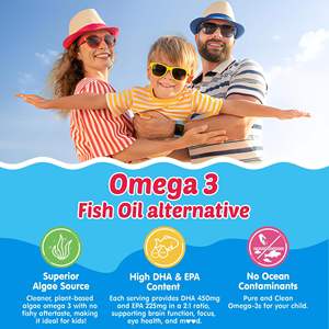 Fabrication de produits de marque privé<span class=keywords><strong>e</strong></span> Gummies d'oméga 3 DHA et <span class=keywords><strong>EPA</strong></span> avec calcium, vitamine D3 et K2 pour enfants, soutien à la croissance, à la concentration et à l'immunité - Product Image 2