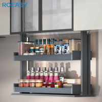 ROEASY Kitchen Pull Down Basket Lift Cabinet Organizer Spice Rack Tempero Elevador Armazenamento Basket Prateleira para Wall Cabinet