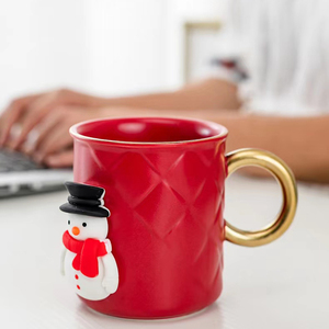 Taza de cerámica esmaltada de color, 15oz, regalos de Navidad, taza de leche de porcelana personalizada, vacaciones creativas, té, café, mango dorado - Product Image 5