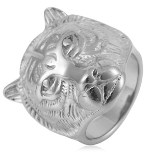 yunnique Tiger Head <b>Ring</b> Men's <b>Titanium</b> Steel Gold Color Animal Zodiac Jewelry Gift - Product Image 4
