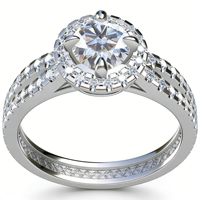Bague RSWWS080 en argent 925 avec diamant principal entouré de quatre doigts croisés et moissanite de qualité D VVS1, pierres précieuses en vrac
