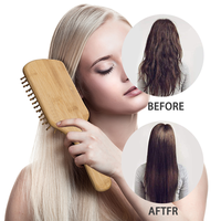 Sikat dayung rambut kayu bambu organik mewah sisir pijat kulit kepala sikat anti kusut pegangan kayu alami kustom untuk pertumbuhan rambut