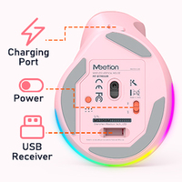 Meetion BTM010R mouse vertikal, tetikus tanpa kabel 2.4G mendukung ergonomis DPI penyesuaian empat gigi