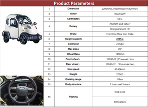 EEC nouvelle énergie 4 roues trois sièges fermé scooter mobile électrique <span class=keywords><strong>mini</strong></span> voiture véhicules avec cabine - Product Image 5
