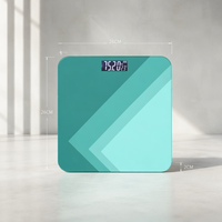 Smaragdgrüne Geometrische Digitale Waage Gehärtetes Glas LCD-Display Temperaturanzeige für Zuhause Badezimmer Persönliche Wiegeeinheiten