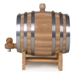 Barril de Madera de Roble de 1 Litro con Aro Galvanizado Marrón para Almacenamiento de Licores, Barril de Madera para Envasado de Alimentos y Bebidas - Product Image 2