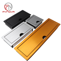 Enchufe de Sobremesa Empotrado de Aleación de Aluminio con 4 Tomas Universales y 2 Puertos RJ45, Tapa Abatible y Acabado Cepillado para Escritorio de Oficina y Sala de Conferencias (Estándar EE. UU.)