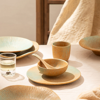 Vaisselle en porcelaine réactive colorée pour restaurants à thème, hôtels, banquets, événements, assiettes en céramique