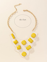 Collier bib statement surdimensionné en résine rose et acrylique transparent, bijoux fantaisie OEM/ODM, collier en résine transparente doré pour femme