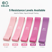 CELUX Juego de 5 Mini Bandas de Resistencia de Gel de Silicona con Logotipo Personalizado, Accesorio para Ejercicios de Cadera y Glúteos, Yoga, Tensión de 30-50 lb