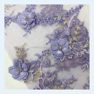 Bán Buôn Nóng Nhất Ren Vải Với 3D Hoa Ren Cho Buổi Tối Dress.3D Hoa Handmade Đính Cườm <span class=keywords><strong>Sequins</strong></span> Ren. - Product Image 6