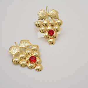 Boucles d'oreilles GDJWRI Z745 en forme de raisins, <span class=keywords><strong>4</strong></span> couches avec pierres, plaqué or 18 carats, bijoux de Dubaï - Product Image 3