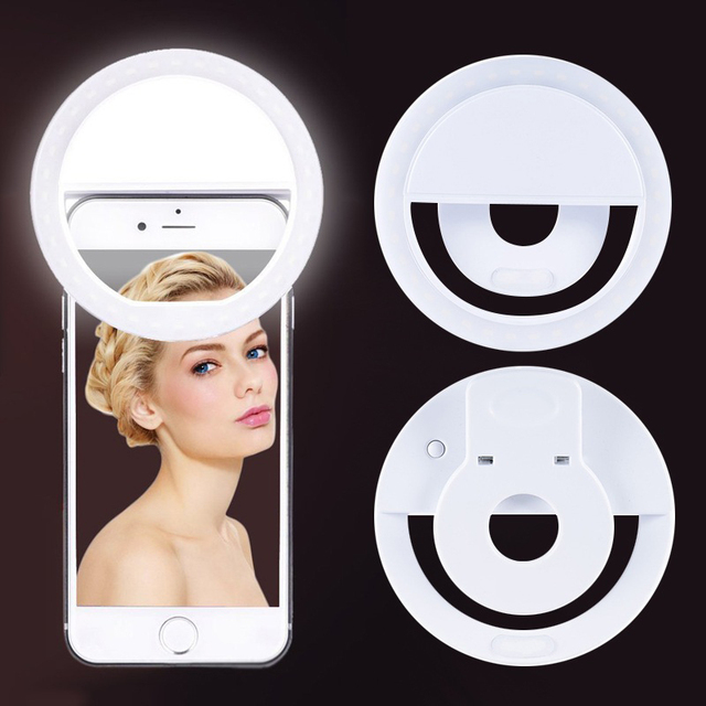 Wholesale Portable Rechargeable USB Camera Clip Photography Video Mobile Phone LED Ring Selfie Light