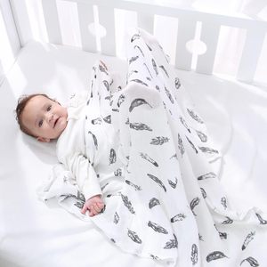 110*120 cm Stock Ready 138 G/pc gasa 70% bambú 30% algodón muselina 2 capas bebé suave impreso manta Swaddle Wrap recepción - Product Image 5