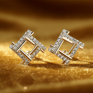 Orecchini a Perno Geometrici di Lusso Placcati in Oro Giallo con Cristalli e Strass, per Uso Quotidiano Femminile - Product Image 2