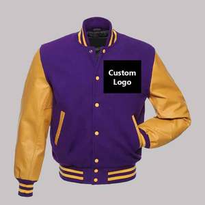 Veste universitaire personnalisée en non-tissé avec service OEM pour homme, en laine et cuir tanné, col montant, idéale pour l'hiver - Product Image 5