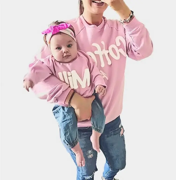 Parent-child Clothing Parents and Children Clothes Letter Cute Baby Girl Boy And Mom Dad Family Outfits Long Sleeve Top T Shirts