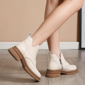 Botines de cuero de vaca de talla grande Victoria Christina Hesketh, botas de moda con cremallera y cordones, cálidas, transpirables, para otoño - Product Image 2